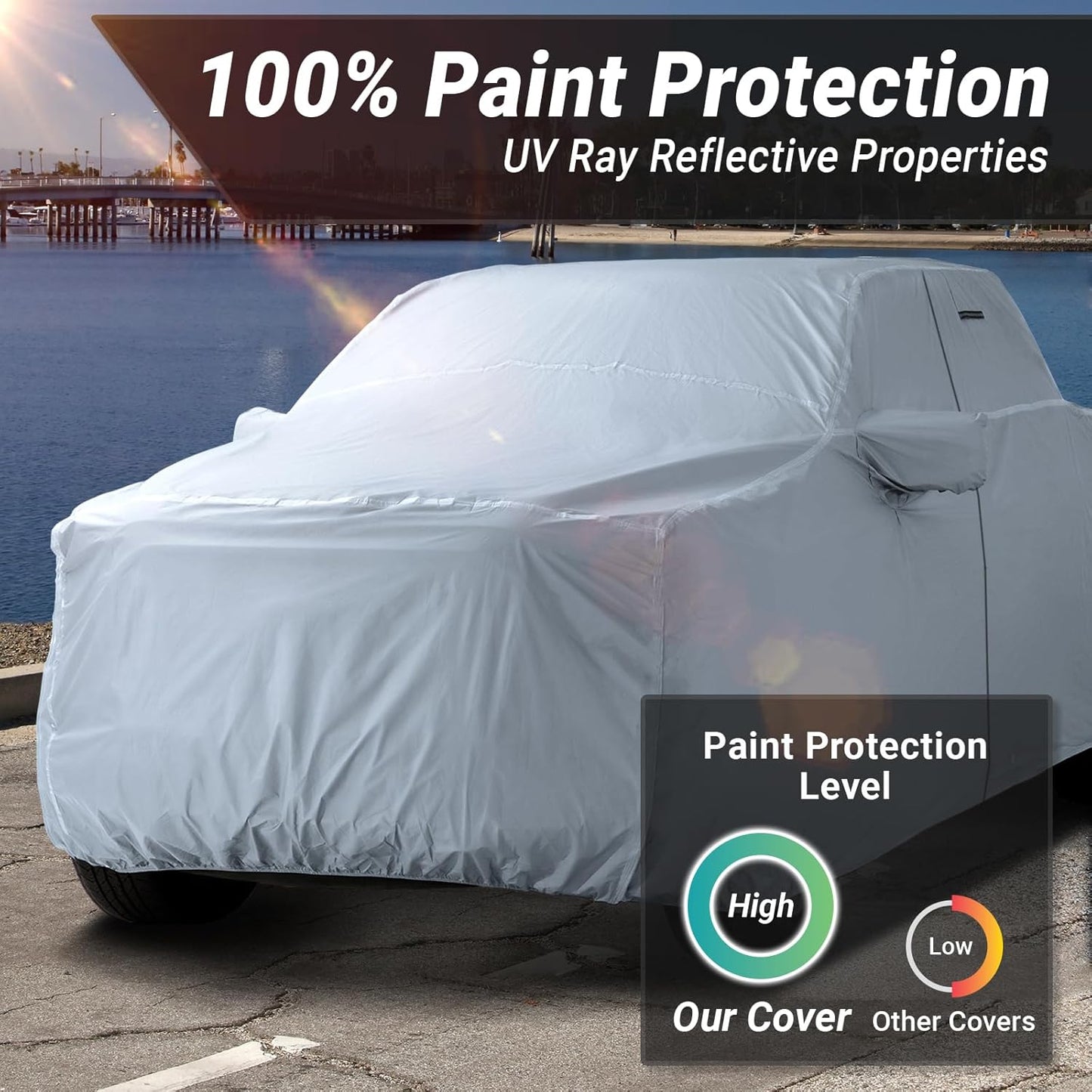 iCarCover Fits 2004-2024 Silverado 1500 Crew Cab, 5.8 ft Short Bed Chevy Truck Cover Automobiles Form-Fit Padded Full Exterior Waterproof Automobiles Protection Covers