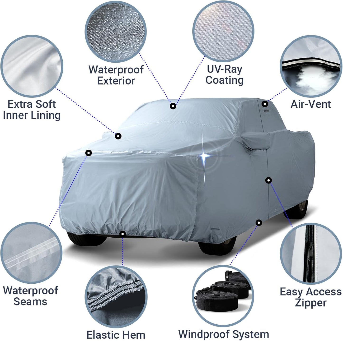 iCarCover Fits 2010-2024 F-150 Raptor SuperCrew Cab, 5.5 ft Regular Bed Ford Truck Cover Automobiles Form-Fit Padded Full Exterior Waterproof Automobiles Protection Covers