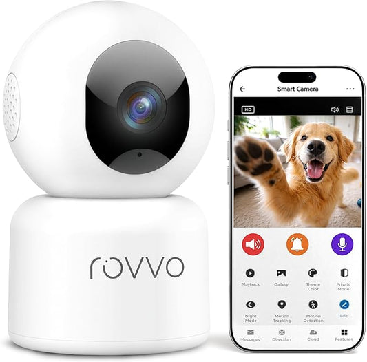2K HD Pet Camera - 360° Smart Puppy Monitor with 5GHz & 2.4GHz Dual-Band WiFi, Smart Motion Tracking, 2-Way Audio, Night Vision, Indoor Camera for Dogs & Cats, Works with Phone App.