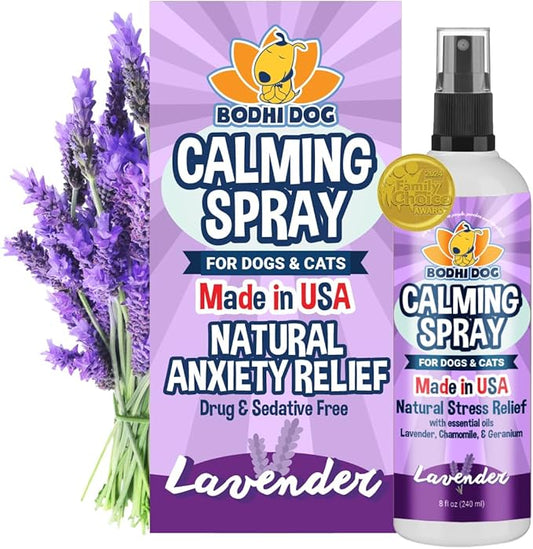 Bodhi Dog Natural Calming Spray for Dogs - Anxiety Relief for Grooming, Travel, Fireworks & More - Gentle Care for Pets - Made in USA - Calming Lavender Scent (8 Fl Oz)