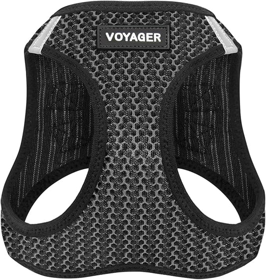 Best Pet Supplies - All Weather Mesh/Plush, Reflective, No Pull Harness for Small, Medium Dogs, Cats - Secure with Hook & Loop Fastener, Buckle, Double D-Rings - Gray 2-Tone, M