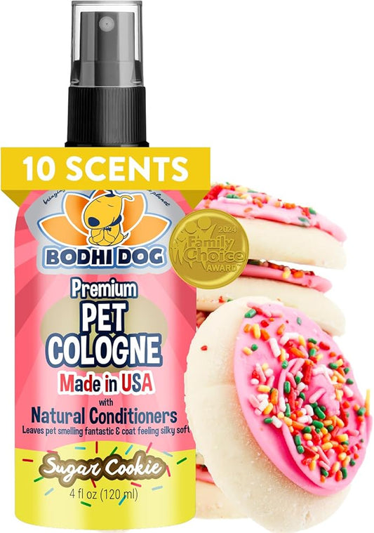 Bodhi Dog Premium Dog Cologne - Deodorizing Dog Perfume & Conditioner for Dogs & Cats - Natural Long Lasting Spray - Keeps Pets Fresh All Day - Gentle, Safe Formula, Made in USA (Sugar Cookie 4 Fl Oz)