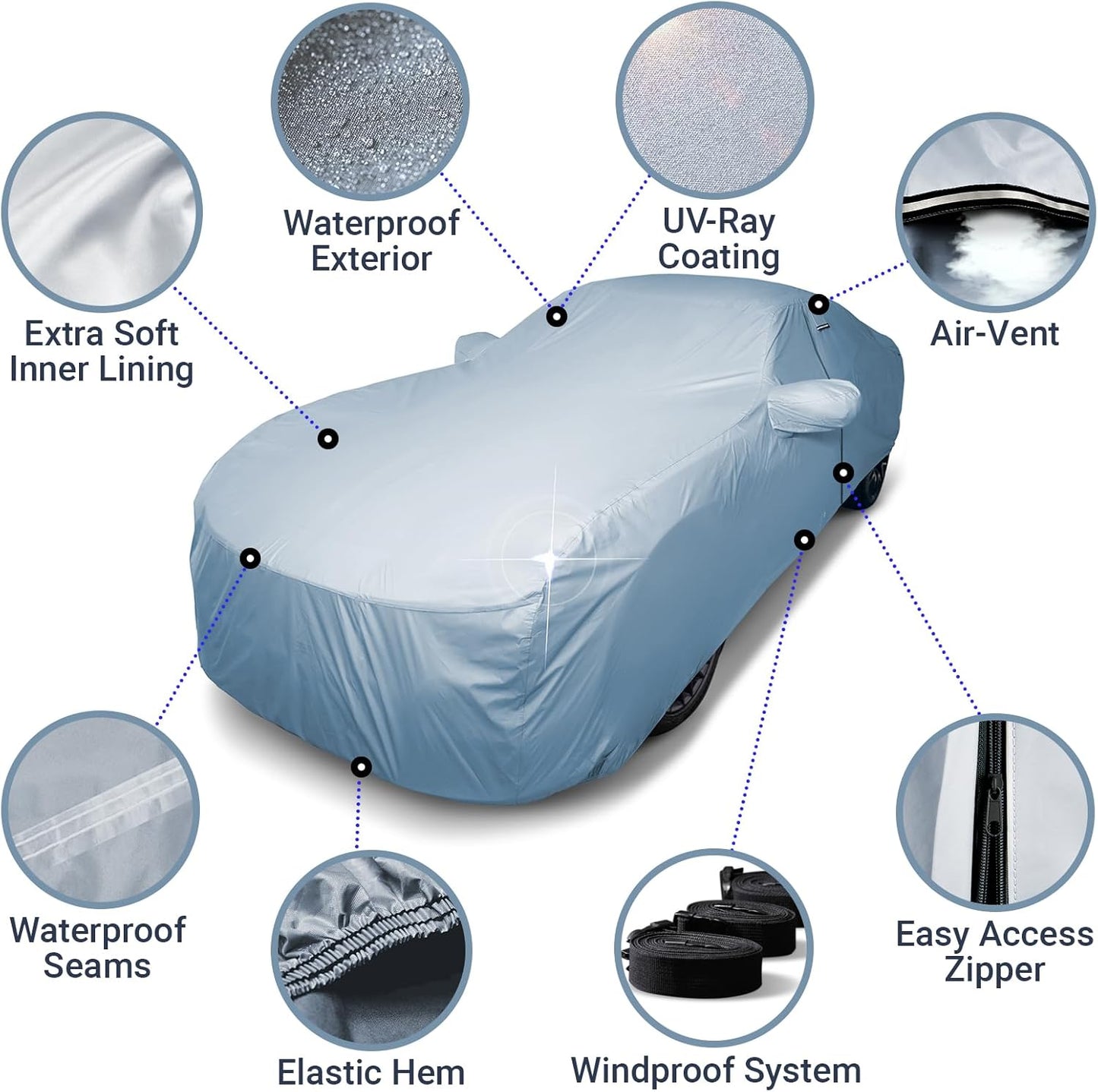 iCarCover Premium Car Cover for 1985-1991 Pontiac Grand Am Heavy Duty Waterproof All-Weather Automobiles Custom Fit Indoor Outdoor UV Snow Protection Covers with Straps and Bag