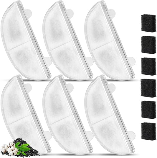 6 Pack Replacement Filters for WF20/CF20 Wireless Pumps Cat Water Fountain, ZEKIRY Cat Water Fountain Filters, Triple Action Pet Fountain Filter Replacement