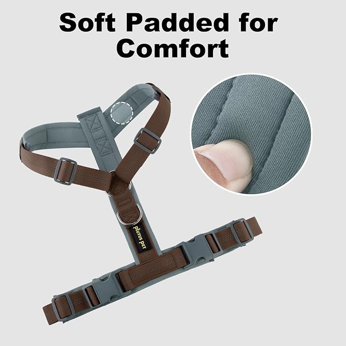 Plutus Pet No Pull Dog Harness, Adjustable Nylon Harness with Soft Padding, Reflective and Heavy Duty Dog Harness for Small, Medium, Large Dogs(Chocolate, XL)