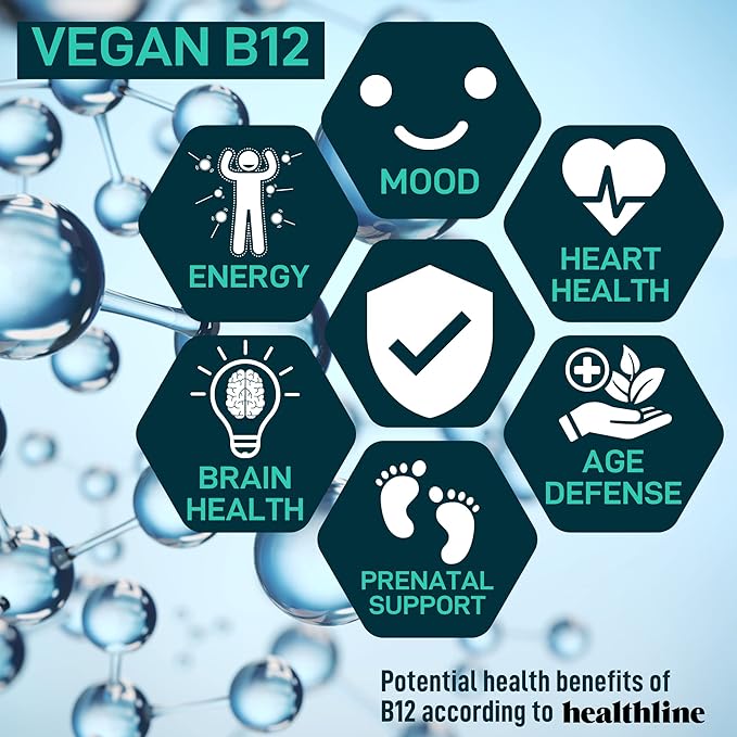 Vegan Probiotic Plus B12-22 Billion CFU Synbiotics Prebiotics and Probiotics for Digestive Health, IBS, Mood Support - B12 with FOS Pre Pro Post Biotics for Women & Men - 60 Gluten-Free Capsules