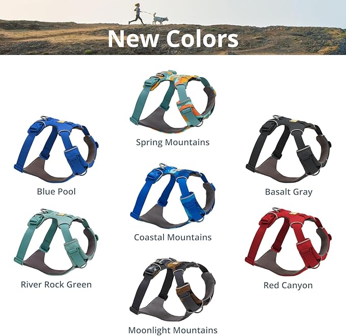 Ruffwear, Front Range Dog Harness, Reflective Soft Padded Everyday Harness with Dual Leash Clips, Adjustable and Lightweight Fit for Training or Walking for All Dogs, River Rock Green, Large/X-Large