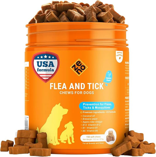 ZENO Flea and Tick Prevention Chewables for Dogs - 150 Chews - Flea & Tick Control - Oral Dosage - Chicken Flavor
