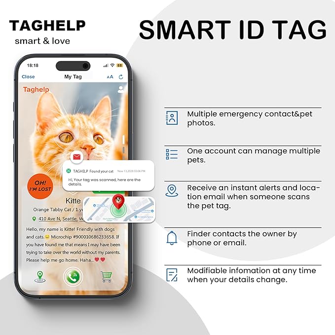 2-Pack Reflective-Breakaway Cat Collars with Bells with QR Code Name Tag, Cat ID Tag Personalized,Smart ID tag Cat Collar,Ideal for Girl Cats Male Cats Kittens Puppies (Black&Pink,NO airtag Holder)