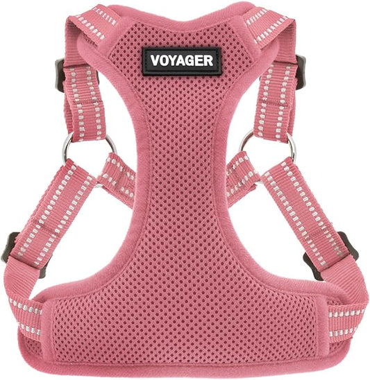 Best Pet Supplies Voyager Adjustable Step-in Flex Breathable Mesh Dog Harness for Small Medium Large Dogs (Pink), S