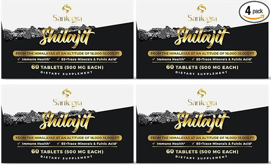 30,000 MG Shilajit Tablets, 100% Shilajit Pure Tablets 240 Counts - Shilajit Himalayan Organic Rich in Fulvic Acid & 85+ Trace Minerals, Shilajit Resin Supplement for Energy & Immune System