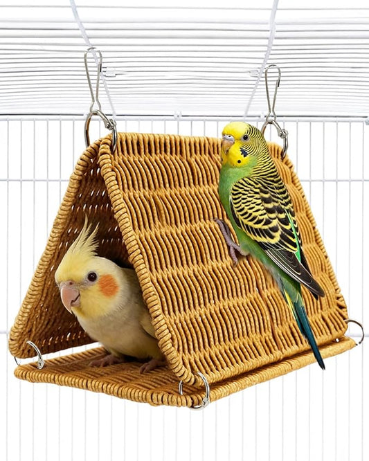 Chewproof Steel Frame Cockatiel Bird Nest for Cage, Washable Bird Bed Hammock for Medium Parrots Like Sun Conure, Quaker, Bird Tunnel Parakeet Nest, Parakeet Bed House Hut for Lovebird, Budgie