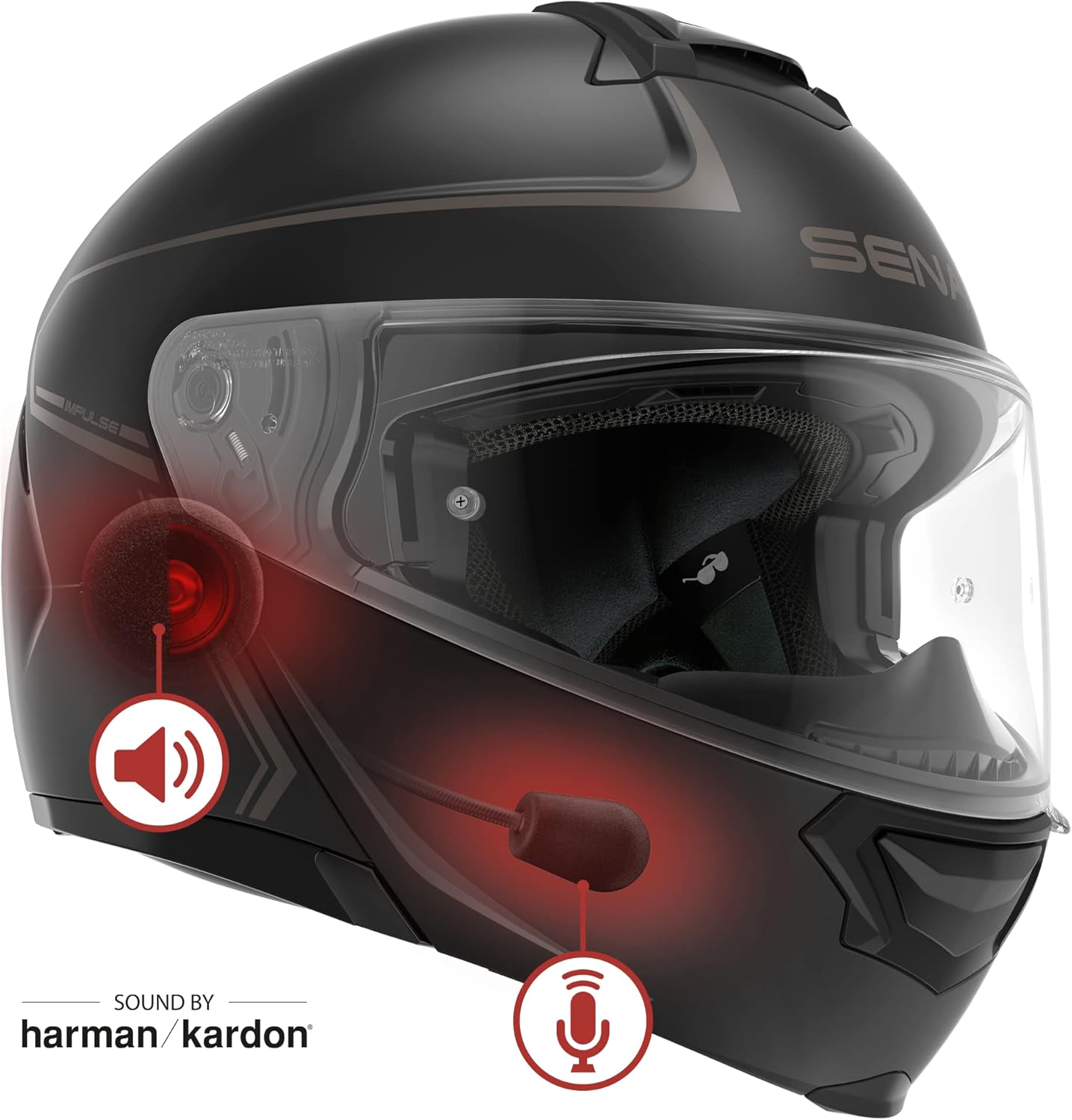 Sena Impulse DOT Flip Up Modular Bluetooth Helmet w/Sound by Harman Kardon Dual Visor Helmet with Integrated Mesh Intercom System / MP3 / Voice Dial (Gloss White, X-Large)