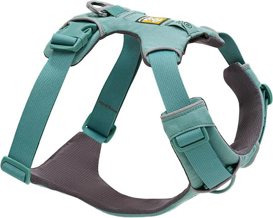 Ruffwear, Front Range Dog Harness, Reflective Soft Padded Everyday Harness with Dual Leash Clips, Adjustable and Lightweight Fit for Training or Walking for All Dogs, River Rock Green, X-Small