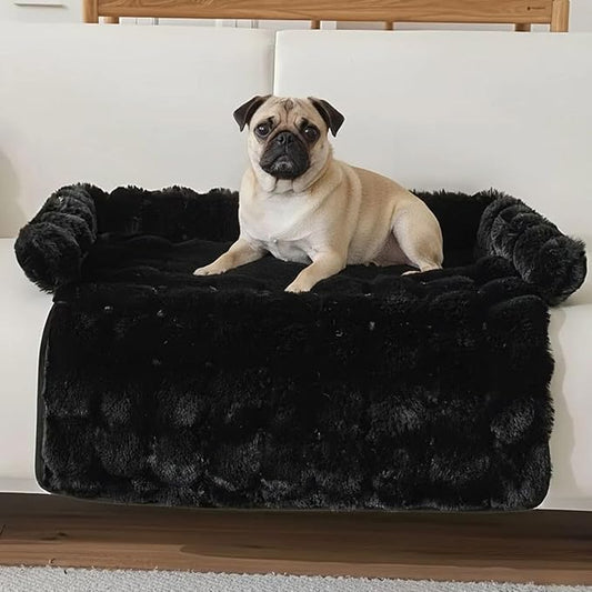 Cloud Pet Sofa Bed, Ultimate Comfort Warm Couch Cover with Fluffy Plush, Anti-Slip Machine Washable Pet Bed Easy to Maintain for Furniture Protector (Black(29.5 * 29.5in))