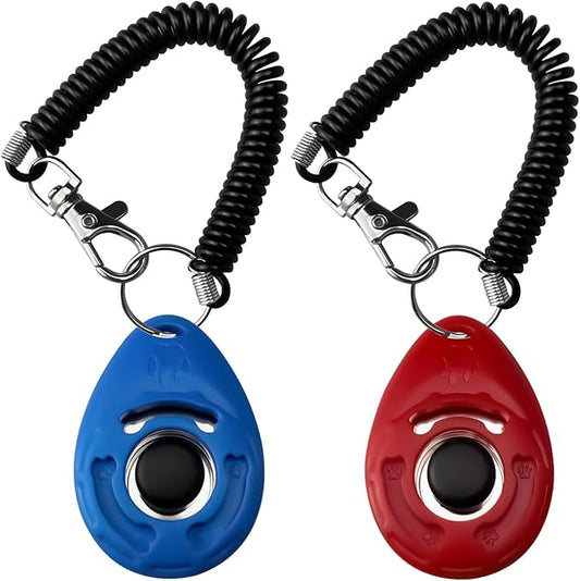 Dog Clicker for Training with Wrist Strap, Training Clicker for Puppy, Cat, Potty, Bird, Horse, Pet, Dog Clicker Trainer Training Tools, Behavior Aids, 2 Pack Black and White