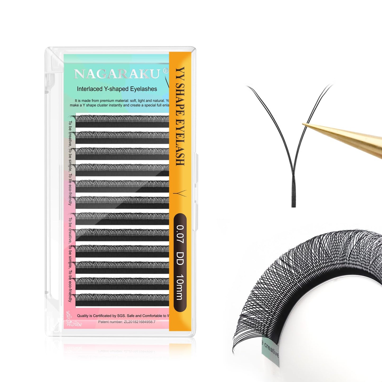 Nagaraku Yy Eyelash Extensions Supplies Y Lash 0.07Mm Dd Curl 10Mm Premade Fans 4D Russian Volume Y Shape Faux Mink Matte 12 Row