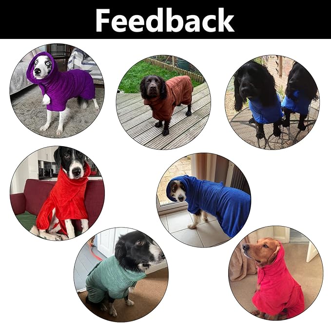 Geyecete Dog Drying Coat - Fast Drying Dog & Cat Bath Robe Towel - Microfibre Super Absorbent - Luxuriously Soft - Red - XXL