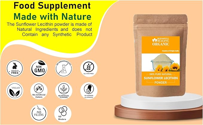 Organic Sunflower Lecithin Powder 100% Pure Natural 100 Gram / 3.52 oz
