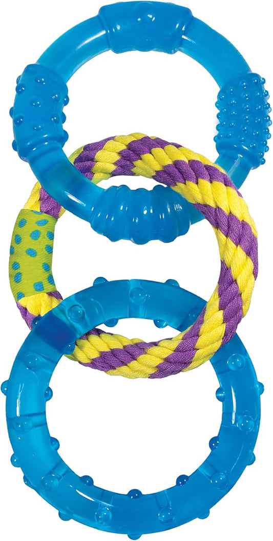 Petstages Dental Links Dog Chew Toy – Puppies & Adults, Strong Chewers, Multiple Textures & Rope, 8.5" x 4" x 1"