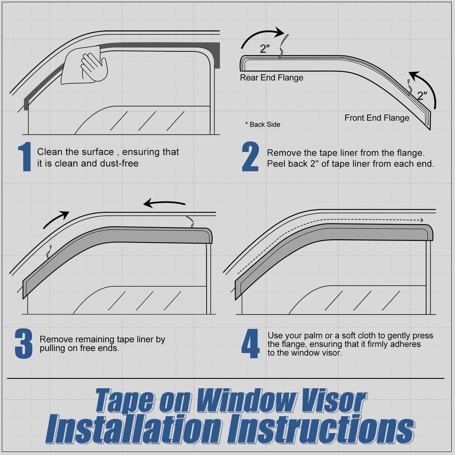 Auto Dynasty 4Pcs Carbon Fiber Pattern Window Visors Compatible with 1995-2004 Toyota Tacoma Extended Cab, Tape-On Front & Rear Window Deflectors Rain Guards Sun Wind Air Side Vent Shade, Glossy Black