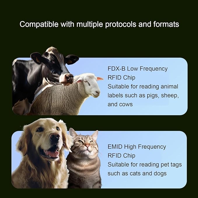 Microchip Scanner, 500 Records Rechargeable Handheld Animal Chip Reader Data Storage Upload to PC Pet Chip ID Scanner for FDX B Chips 134.2kHz 125kHz