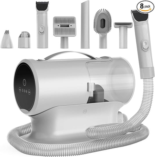 AIRROBO Dog Grooming Vacuum and Kit with Clipper Nail Trimmer Grinder, 12000Pa Pet Vacuum for Shedding Grooming, 2L Large Capacity Dog Hair Vacuum with 8 Pet Grooming Tools, PG100 Plus