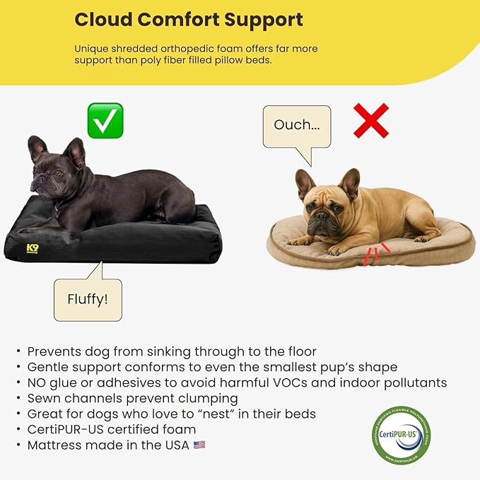 K9 Ballistics Tough Rectangle Pillow Dog Bed - Removable Cover, Washable, Durable & Water Resistant Dog Bed - XX-Large, Titanium Premium Finish