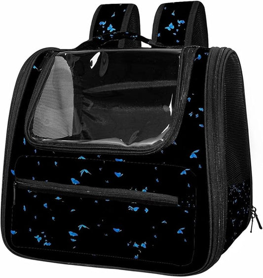 Butterfly on Black Background Traveler Backpack Pet Carriers for Cats and Dogs