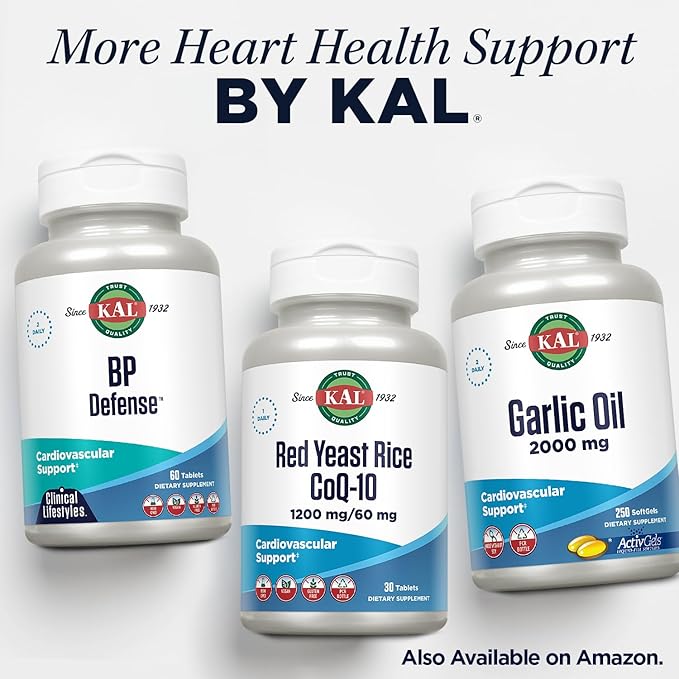 KAL Magnesium Taurate 400mg Plus Vitamin B6, Chelated Magnesium Supplement, High Absorption Magnesium Complex, Muscle and Heart Health Support, Vegan, Gluten Free, 60-Day Guarantee, 60 Serv, 120 Tabs