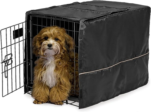 MidWest Homes for Pets XS Dog Crate Cover, Black Polyester Privacy Kennel Cover Fits Most 22-inch Crates, Machine Washable, Reduces Barking & Chewing