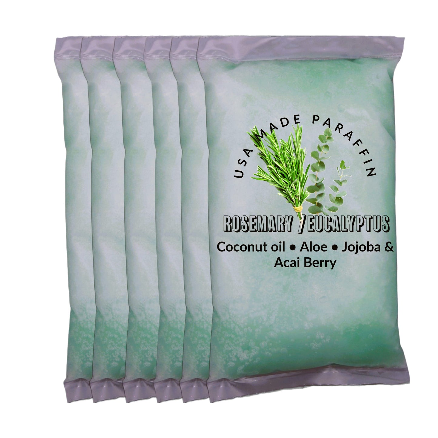Paraffin Wax Refill By Fleur De Spa - Infused With Acai, Coconut Oil, Jojoba And Aloe Usa Made (Rosemary, Mint & Eucalyptus, 6 P