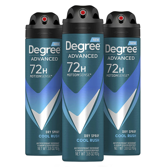 Degree Men Antiperspirant Deodorant Dry Spray Cool Rush 3 Count Deodorant For Men With Motionsense Technology 3.8 Oz