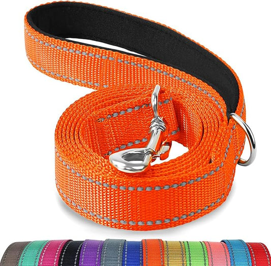 Joytale Dog Leash, 5 FT Double-Sided Reflective, Padded Handle Nylon Heavy Duty Leashes for Small Dogs Walking, Orange
