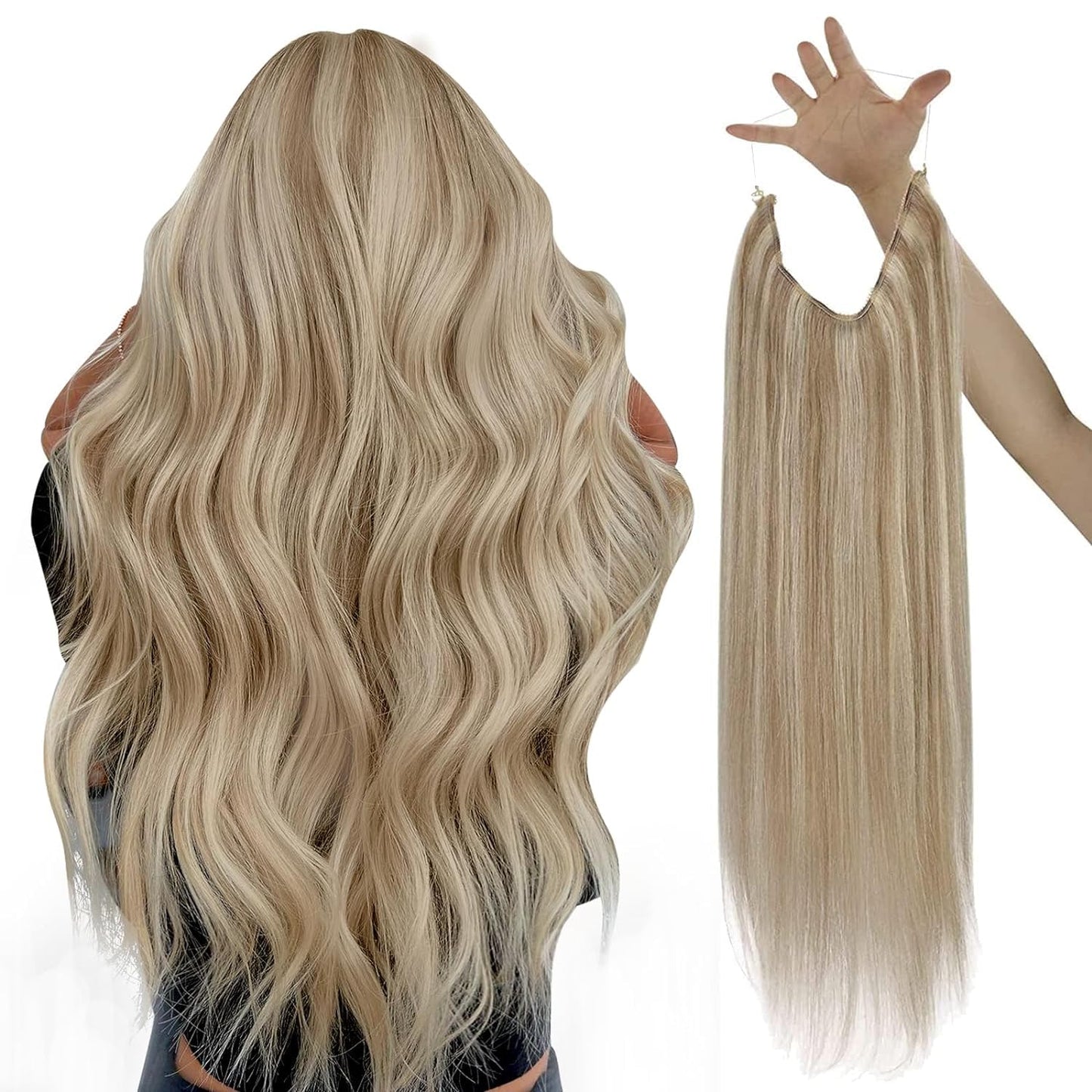 Sunny Blonde Hair Extensions Real Human Hair Wire Hair Extensions Blonde Secret Hair Extensions Human Hair Fish Line Hair Extens