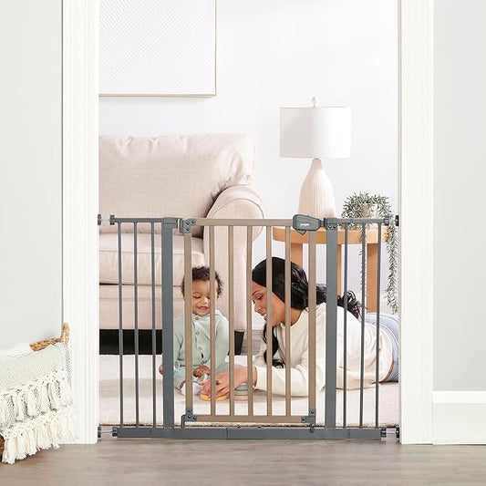 Regalo SAFETY 39" Extra Wide Wood Accent Baby Gate, Pressure Mount for Doorways & Bottom of Stairs, Babies, Toddlers & Pets, Ages 6–24 Months, TESTED & TRUSTED, AMERICAN DESIGNED, FAMILY OWNED