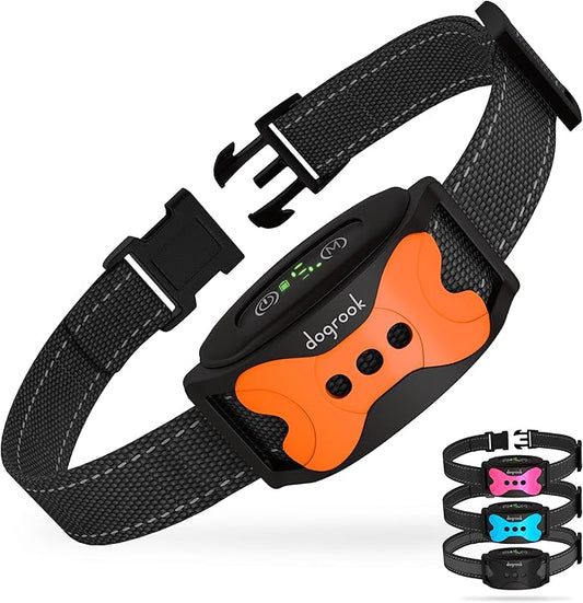 DogRook Rechargeable Dog Bark Collar | Smart Collar for Dog Training | Beep & Vibration | No Shock | No Bark Collar | Anti Bark Collar for Dogs | Anti Barking Collar for Dogs - Large, Medium, Small