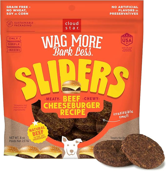 Cloud Star Wag More Bark Less Sliders Dog Treats, Beef Cheeseburger 8 oz. Bag