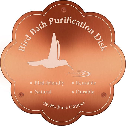 2P 4inches Bird Bath Purification Disk, 99.99% Pure Copper Bird Bath Disc Safe Birdbath Cleaner Disks for Outdoor All-Season Use 0.6mm Birdbaths Copper Disk with 3 Point Support