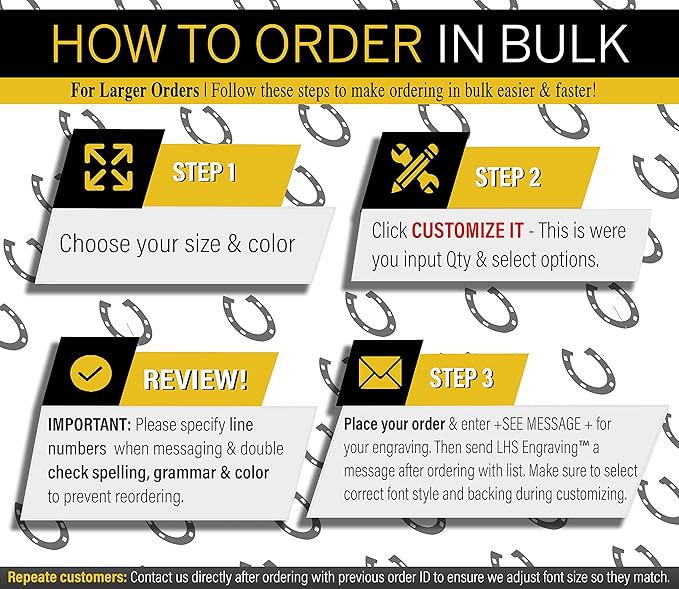 Horse Stall Name Plate, 2x6 Personalized Stall Signs, UV Protected, All Weather Adhesive, Hanging, Mounting or Other, Red Plastic Yellow Letters - Made in USA - B22