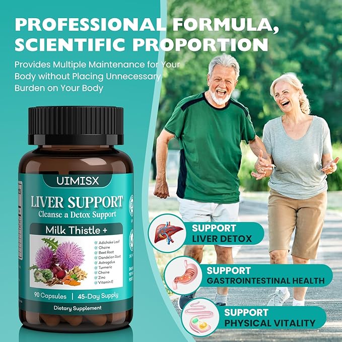 Milk Thistle Supplement - Liver Detox Cleanse Formula Herbal Liver Support with Milk Thistle, Dandelion Root, Artichoke, Turmeric, Astragalus for Liver Health, 90 Capsules-67