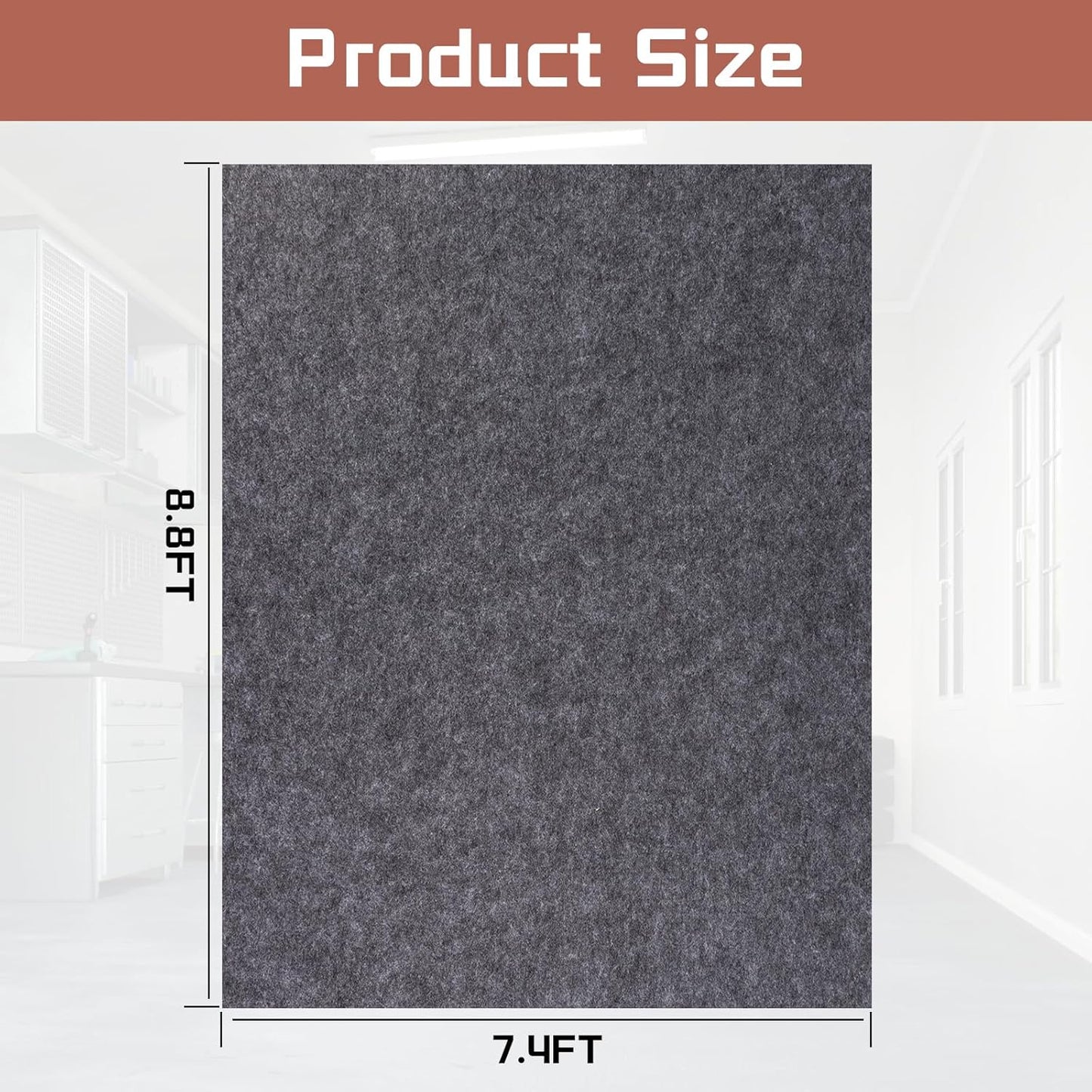 Garage Mats Oversize Garage Floor Paking Mats for Under Car, 7.4 x 8.4 Ft Non-Slip Gray Garage Flooring Carpets, Absorbent Oil Garage Parking Mat, Waterproof Mats