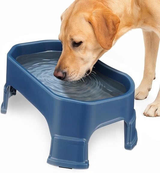 Neater Pet Brands Extra Large Water Bowl for Dogs, Elevated Outdoor Dog Water Bowl (1.25 Gallon XL Capacity), Big Trough Style Food Dish for Indoors or Outside, No Spill Large Dog Bowls, Dark Blue