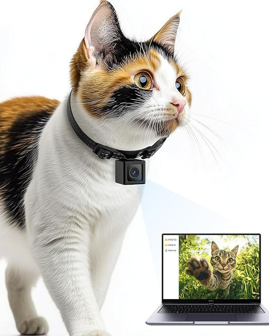 Cat Camera Collar, 1080P Video Recording Cameras for Pets,XS-Size,No App,No Wi-Fi, Cordless Cat & Dog Collar Camera,POV Cam(No Micro-SD Card Included)