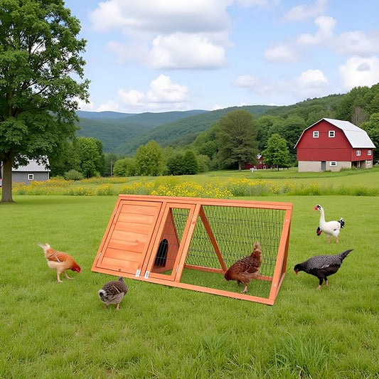 Chicken Coop for 2 Chickens Small Rabbit Hutch Quail Coop Wooden Bunny Cages Outdoor Chicken Comes with Tray (Wood) (Brown)
