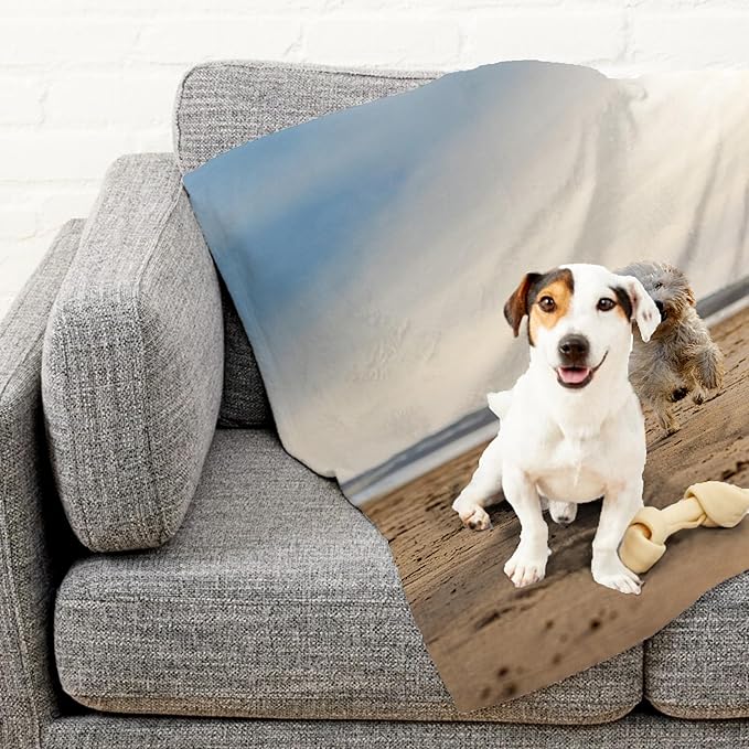Prints Next Day – Custom 30" x 40" Sherpa Pet Lightweight Blanket with Photo Upload - Gift for Dog or Cat Owners - Personalized Couch Throw - Printed in America