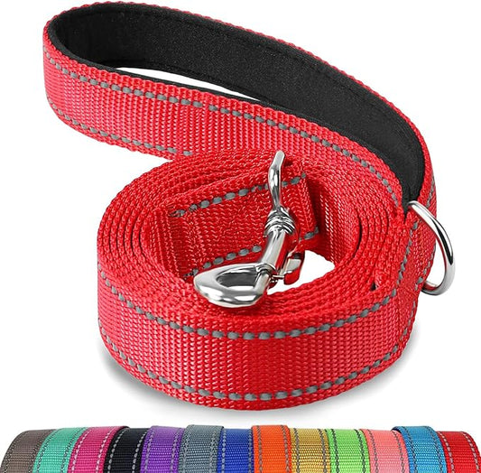 Joytale Dog Leash, 4 FT Double-Sided Reflective, Padded Handle Nylon Heavy Duty Leashes for Small Dogs Walking, Red