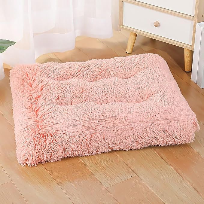 Dog Crate Mat, Dog Bed for Large Dogs, Comfy Fluffy Kennel Pad Anti-Slip for Dog beds & Furniture, Quilted Dog Bed for Pets for Medium/Small Dogs Cats (Color : Pink 2, Size : 25x18)