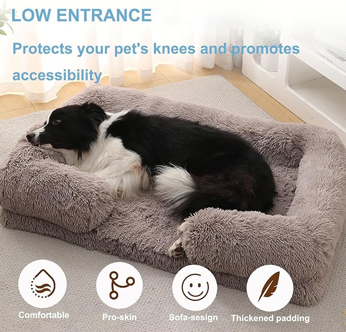 Dog Beds Large Sized dog Orthopedic, Sofa Dog Bed with Waterproof Lining and Nonskid Bottom, Rectangle Washable Dog Bed for Medium Small Dogs and Cats Comfortable ( Color : Pink , Size : 43 x 27" )