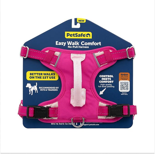PetSafe Easy Walk Comfort No-Pull Dog Harness - Better Walk Training Harness - Full Body Padded Design - Durable Fabric - 5 Point Adjustable Fit - Everyday Leash Training - Pink - X-Small